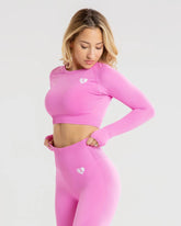 Power Seamless Long Sleeve Crop Top | Phlox Pink WOMEN'S BEST